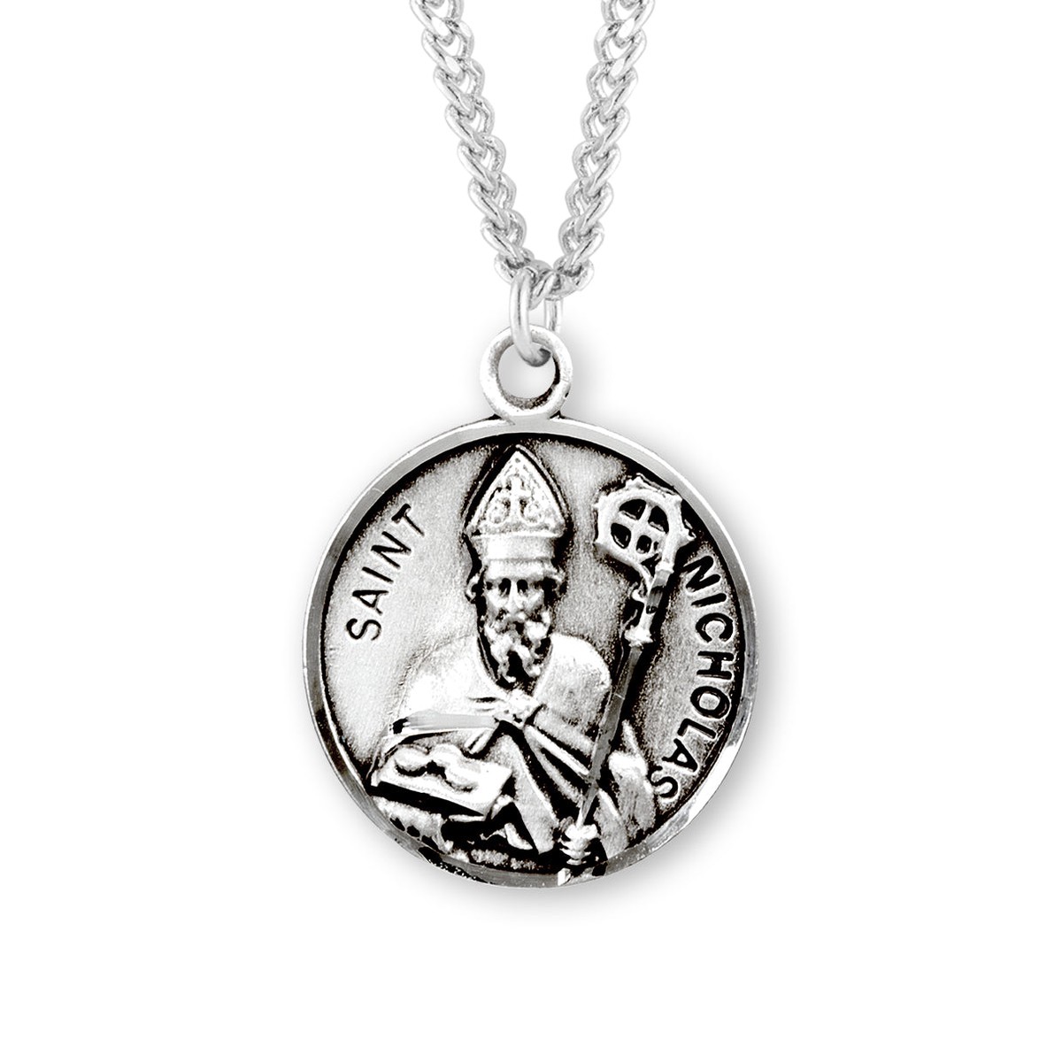 Patron Saint Nicholas Round Sterling Silver Medal