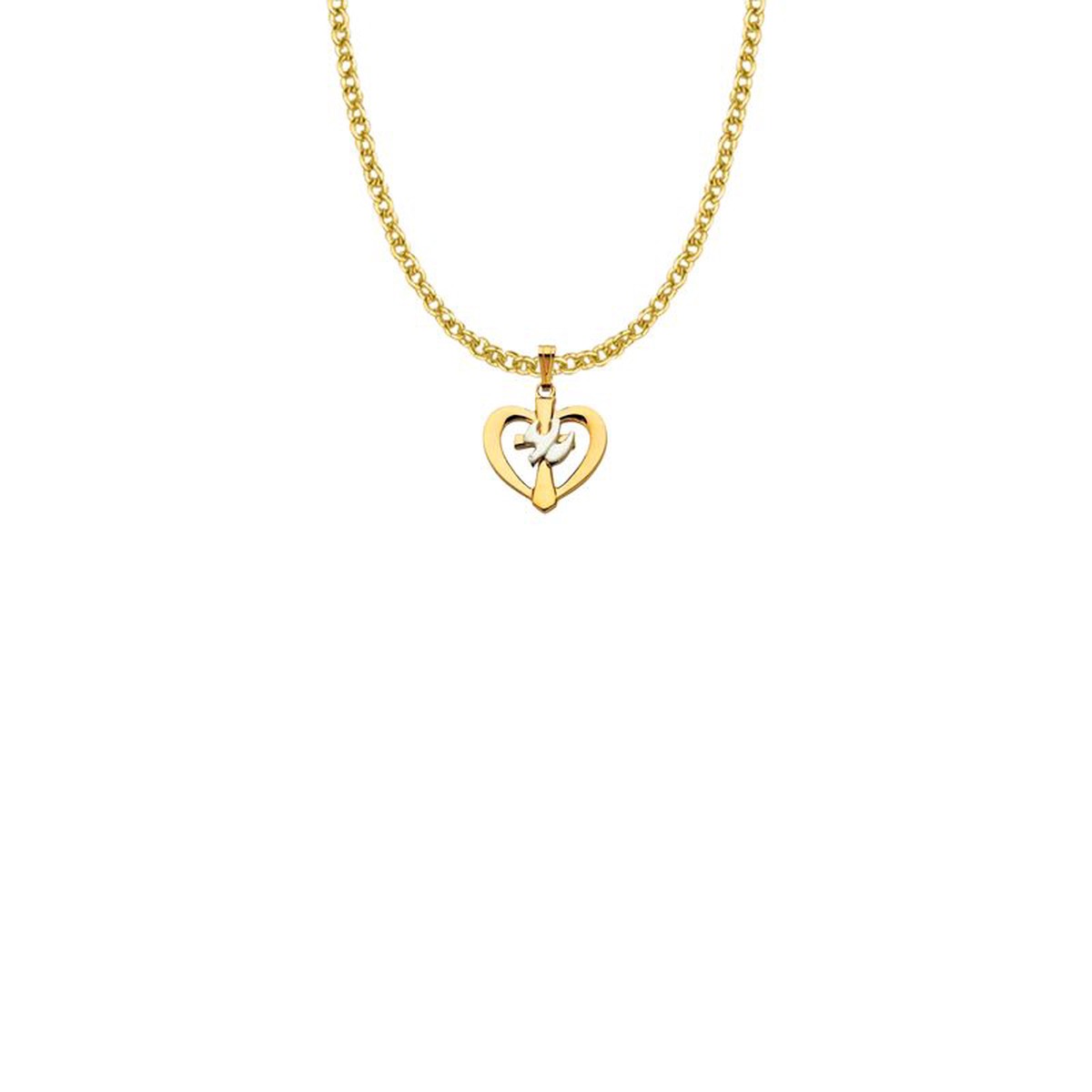 2-Tone Dove Heart Necklace