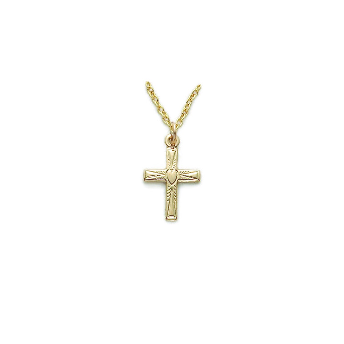 14K Gold Filled Cross with Heart Design