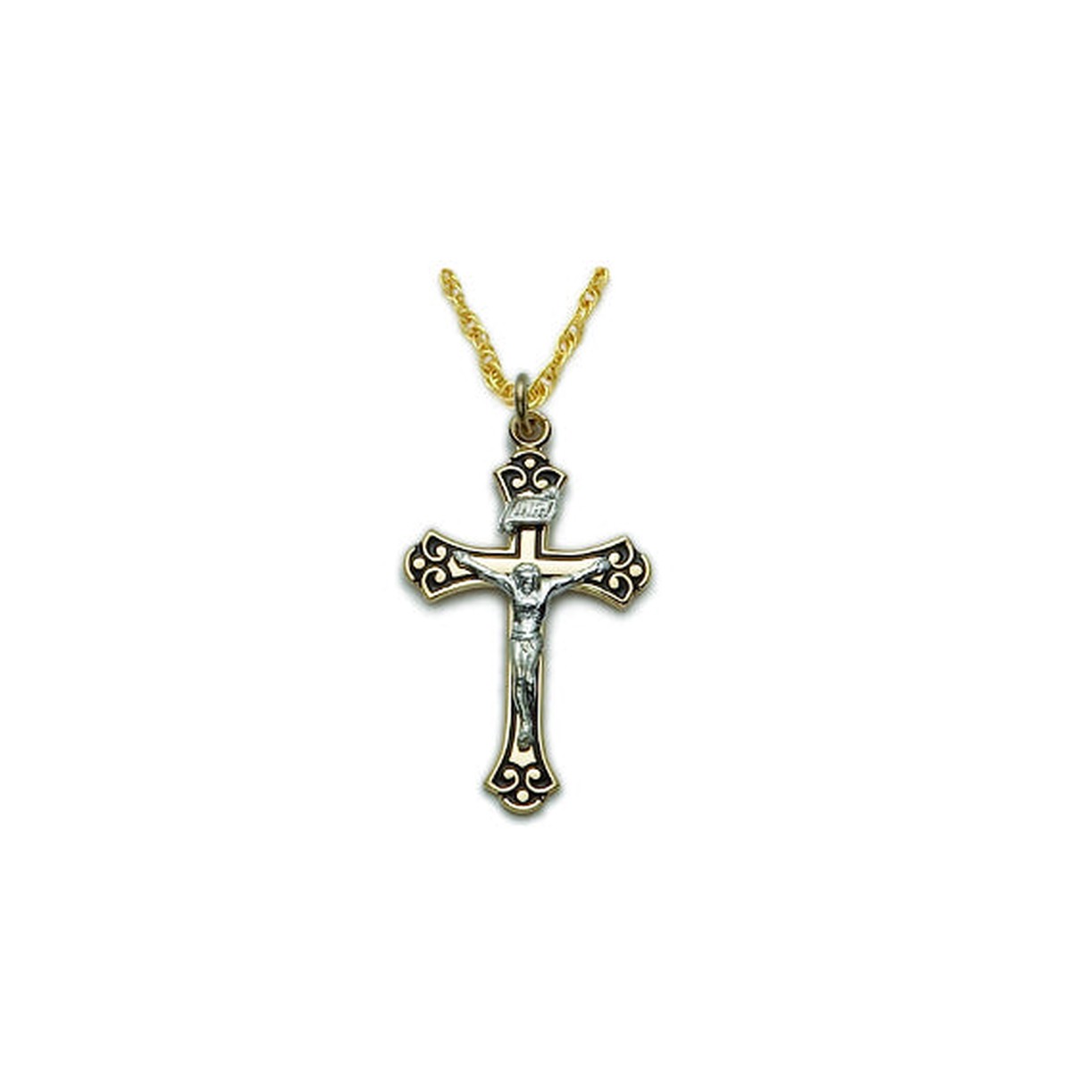 2-Tone Antiqued Crucifix