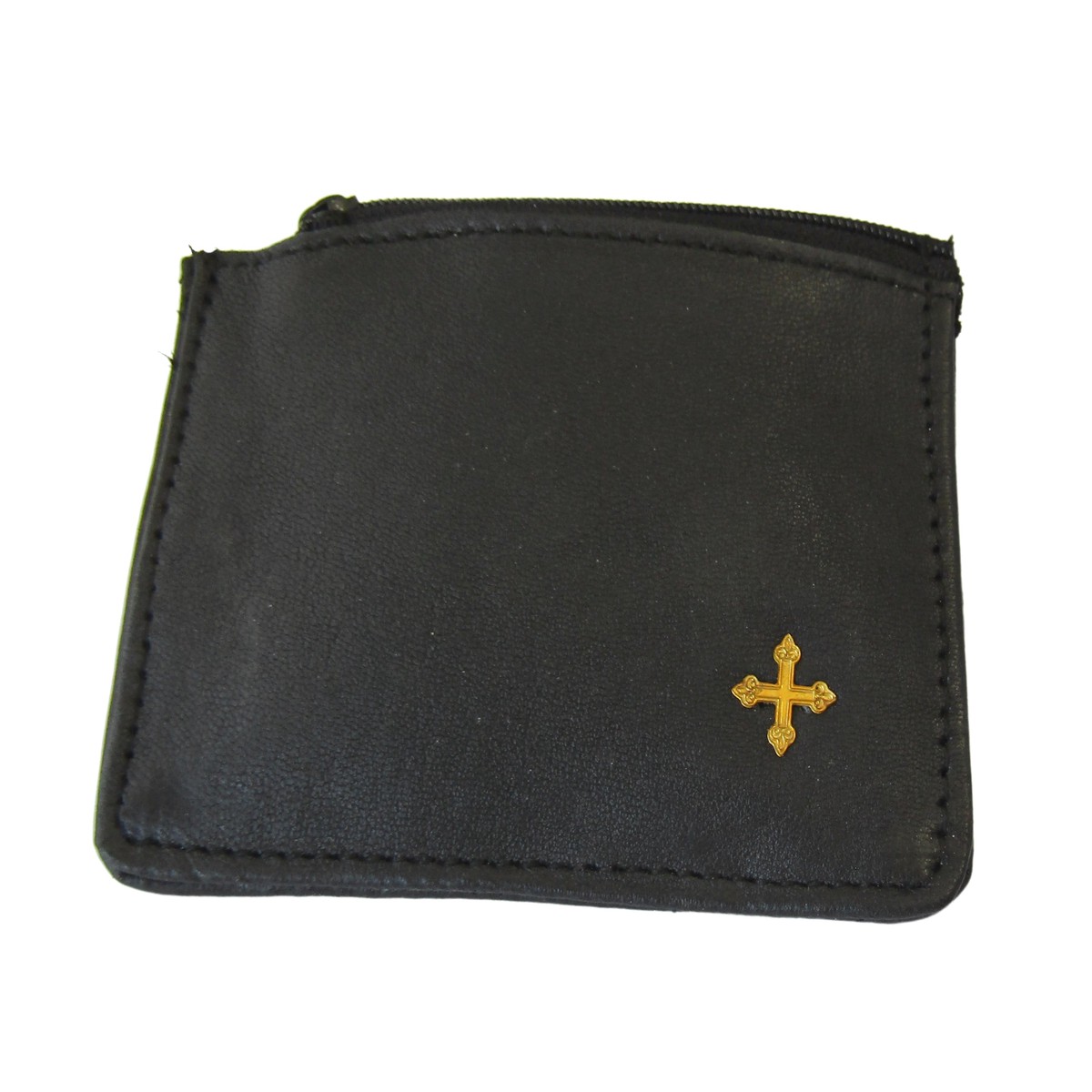 #9501/BC Sheepskin leather brass cross rosary case