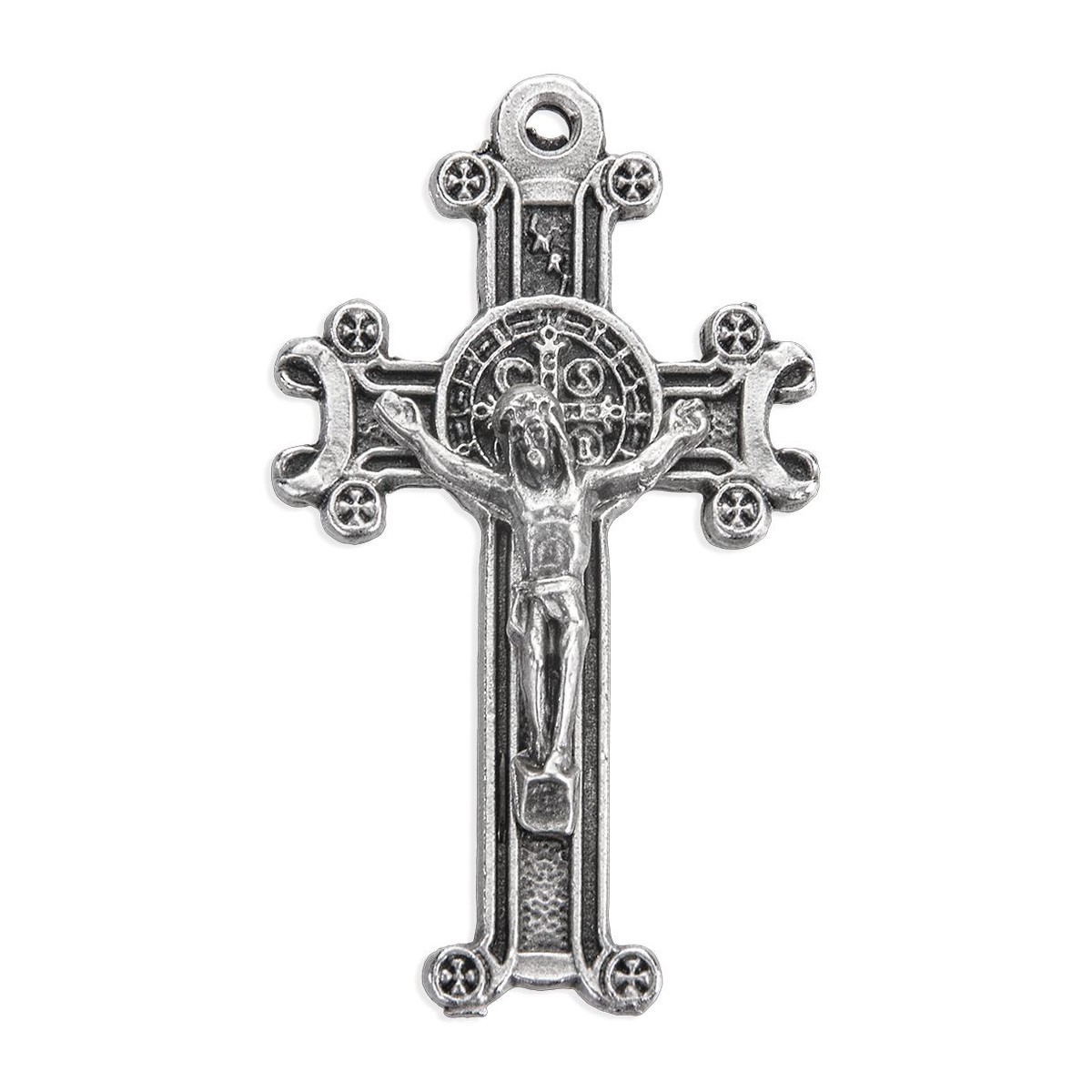 1 1/2 Antiqued Silver Oxidized Benedictine Crucifix