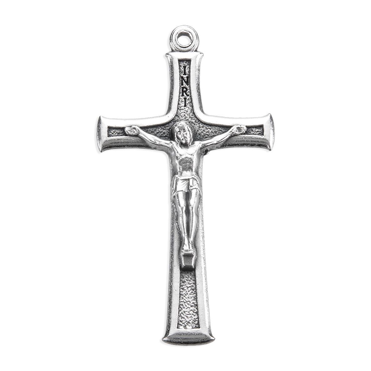 1 1/2 Antiqued Silver Oxidized Flared Crucifix