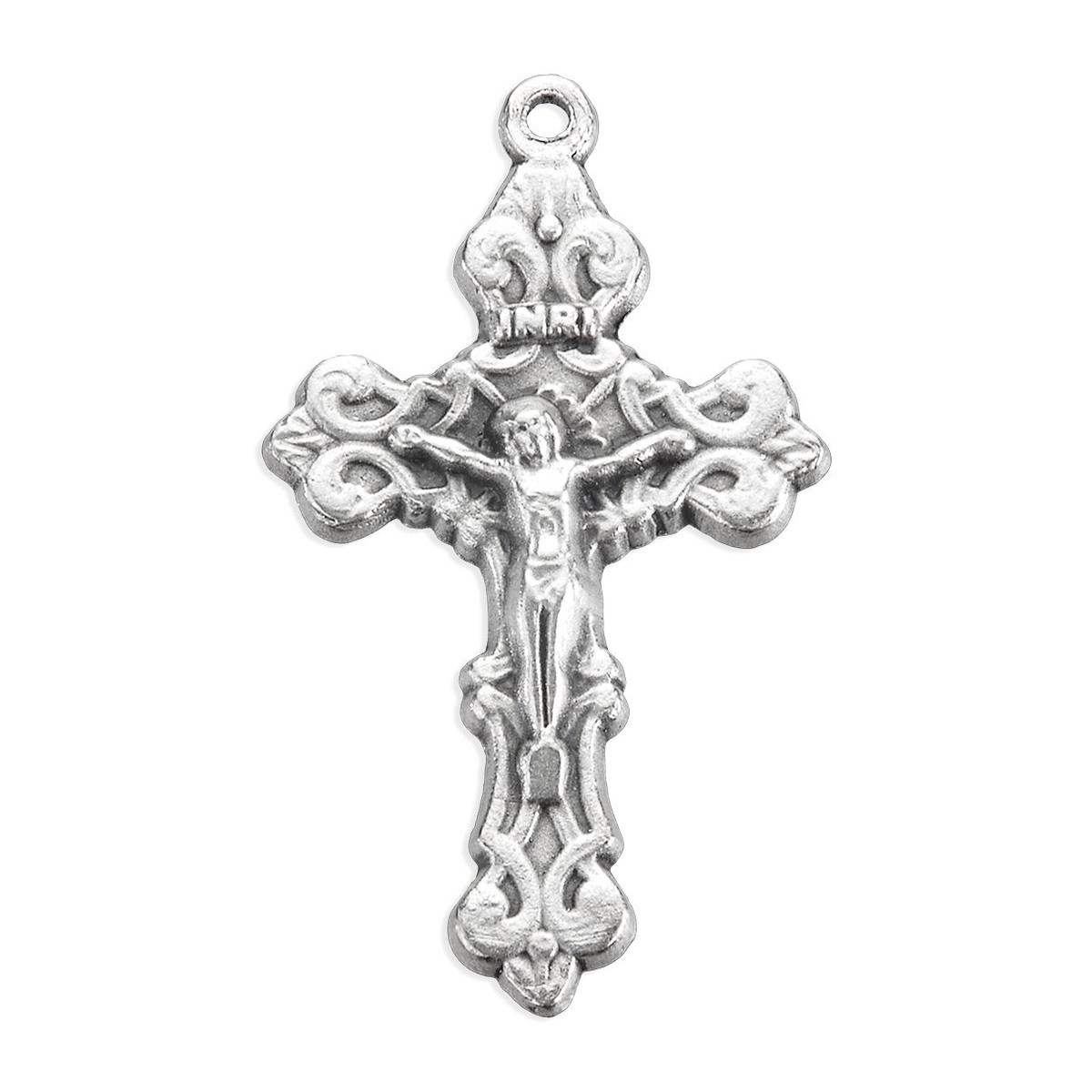 1 1/2 Antiqued Silver Oxidized Ornate Crucifix