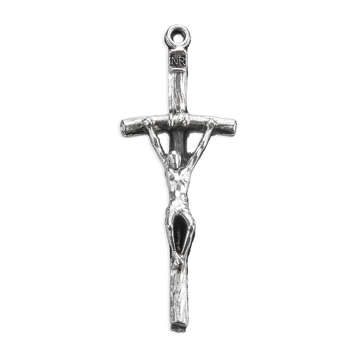 1 1/2 Antiqued Silver Oxidized Papal Crucifix