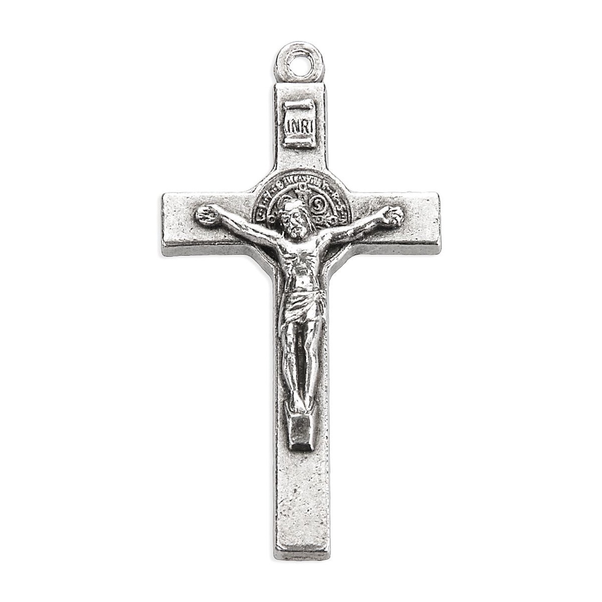 1 1/2 Antiqued Silver Oxidized Saint Benedict Crucifix
