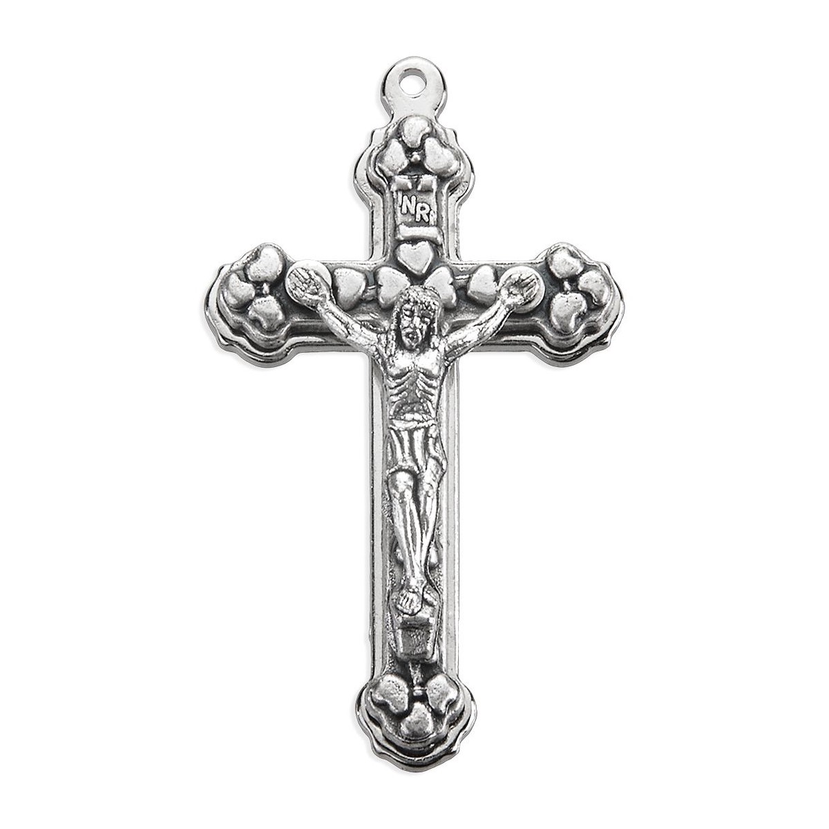 1 1/2 Antiqued Silver Oxidized Stepped Up Crucifix