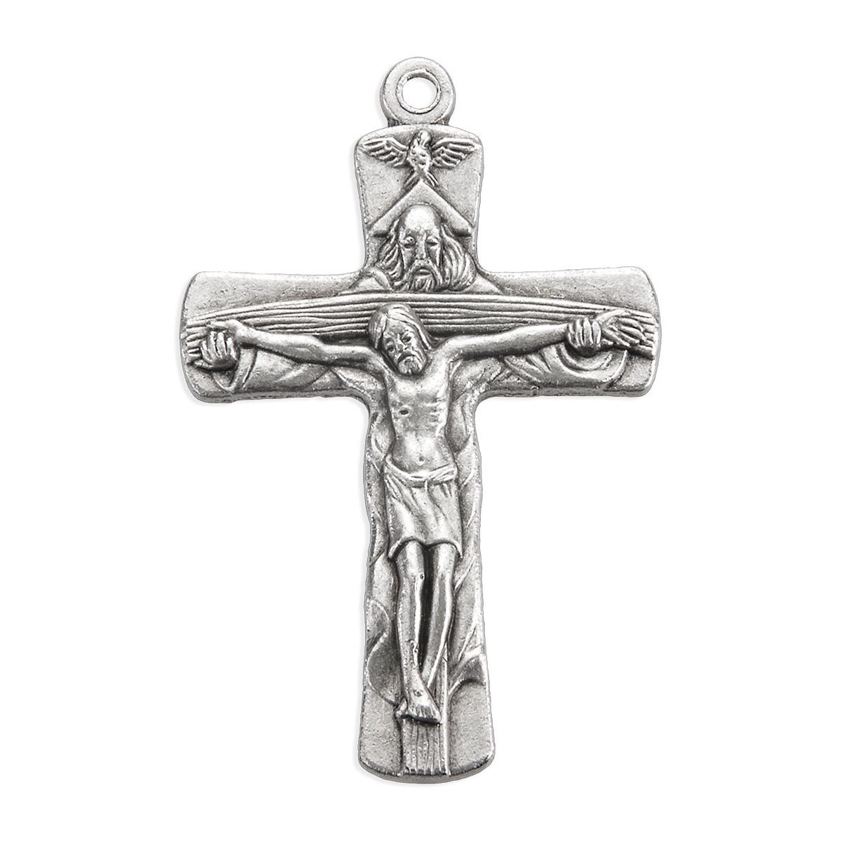 1 1/2 Antiqued Silver Oxidized Trinity Crucifix