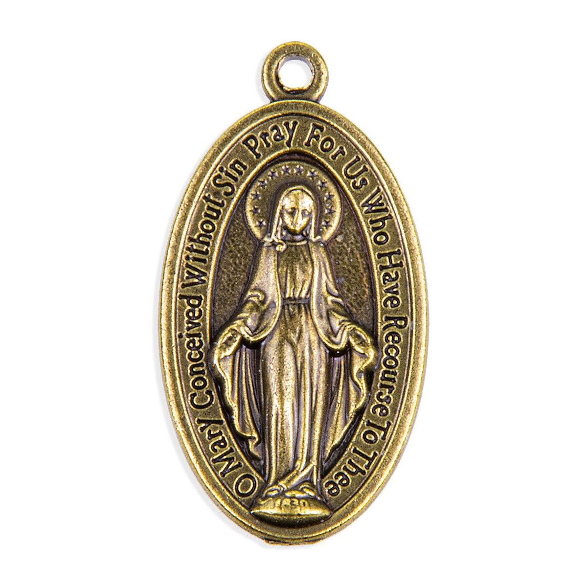 1 1/8 Miraculous Medal in Antiqued Bronze Finish