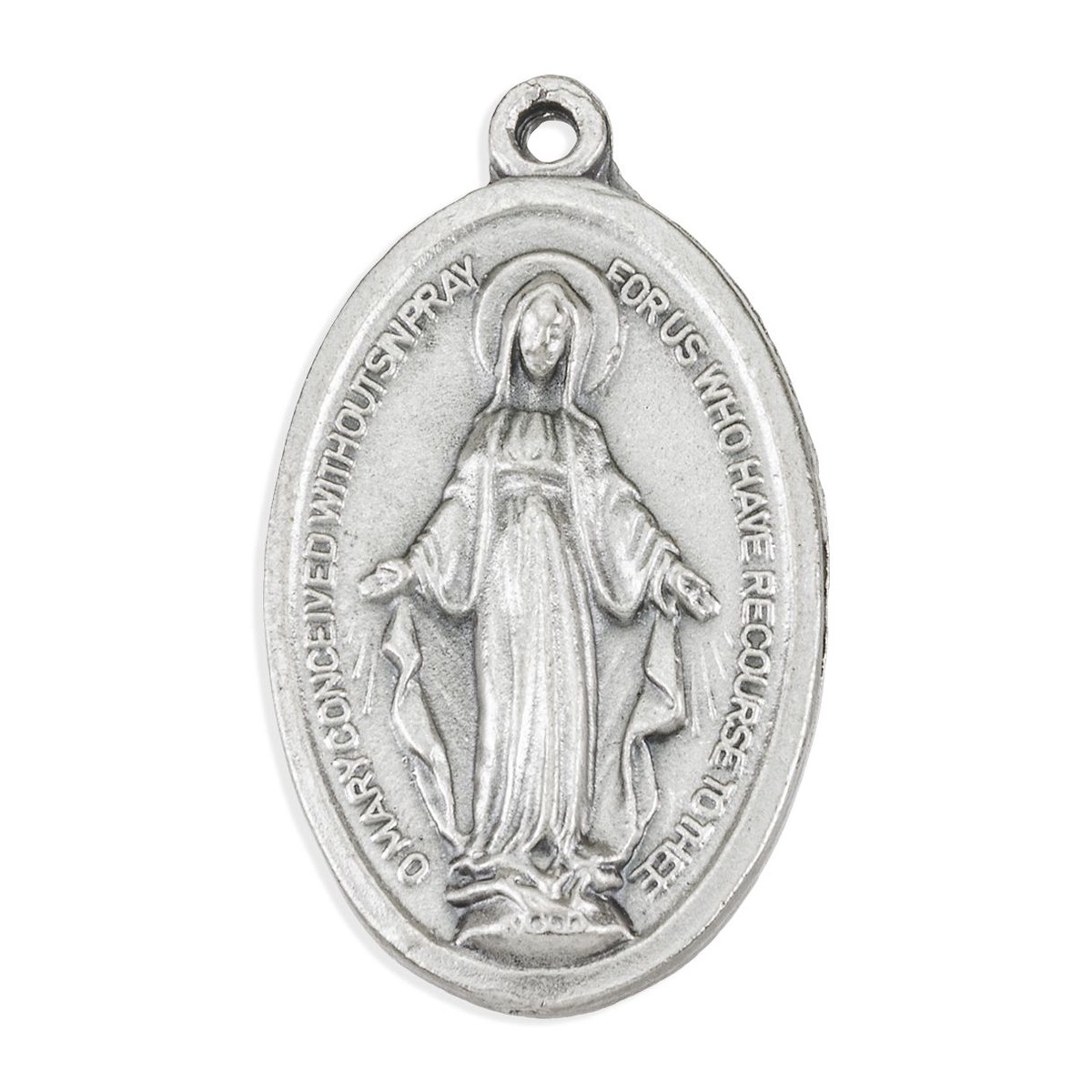 1 3/8 Miraculous Medal in Antiqued Silver Finish