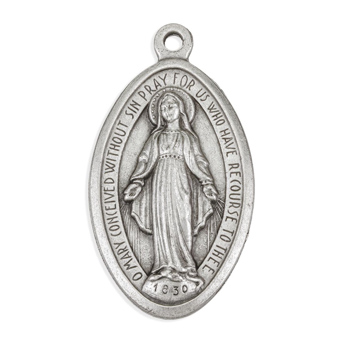 1 7/8 Miraculous Medal in Antiqued Silver Finish