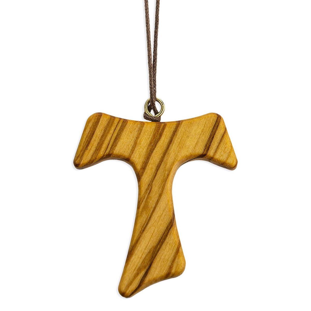 2 Wood Tau Cross on Brown Cord