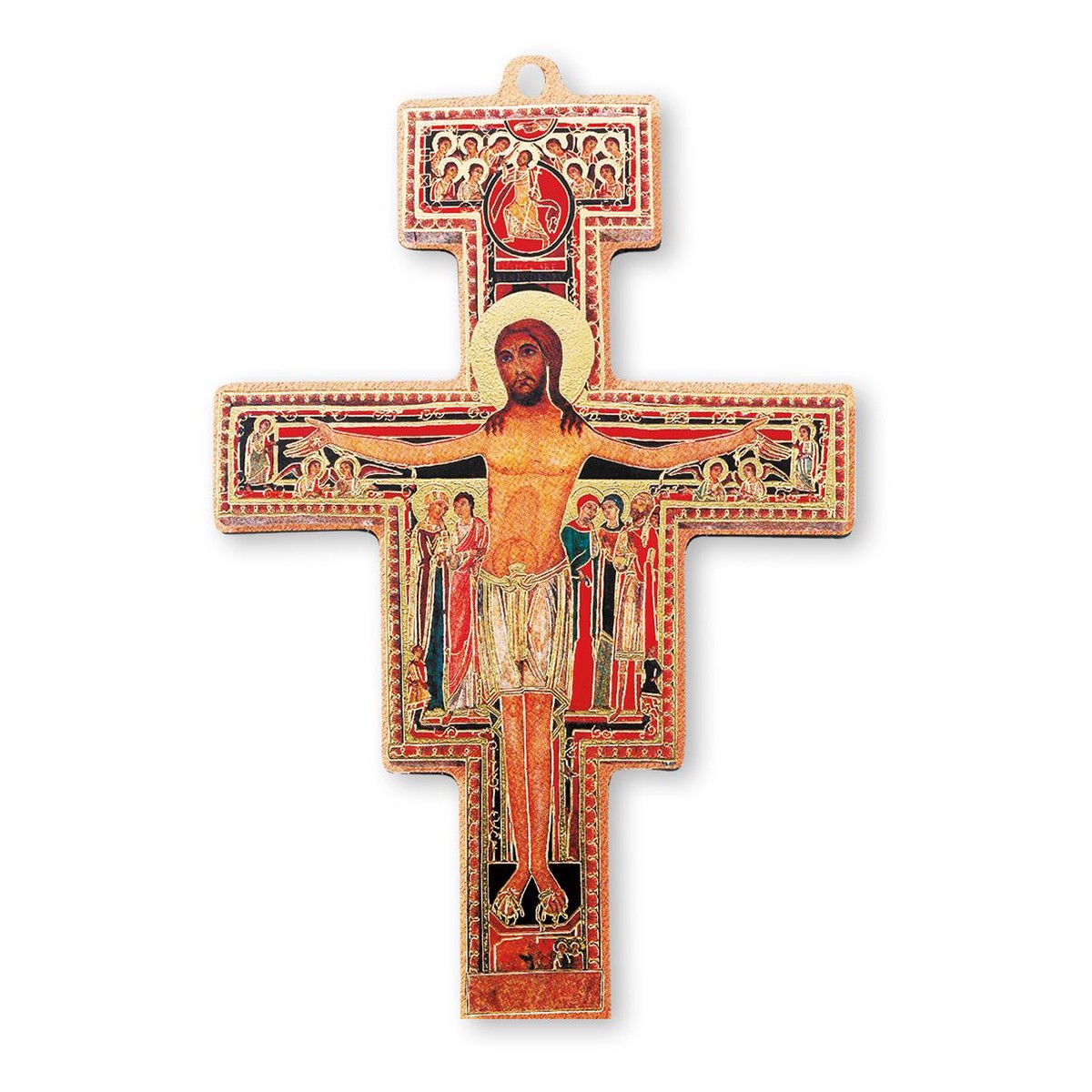 12 Gold Stamped Wooden San Damiano Cross