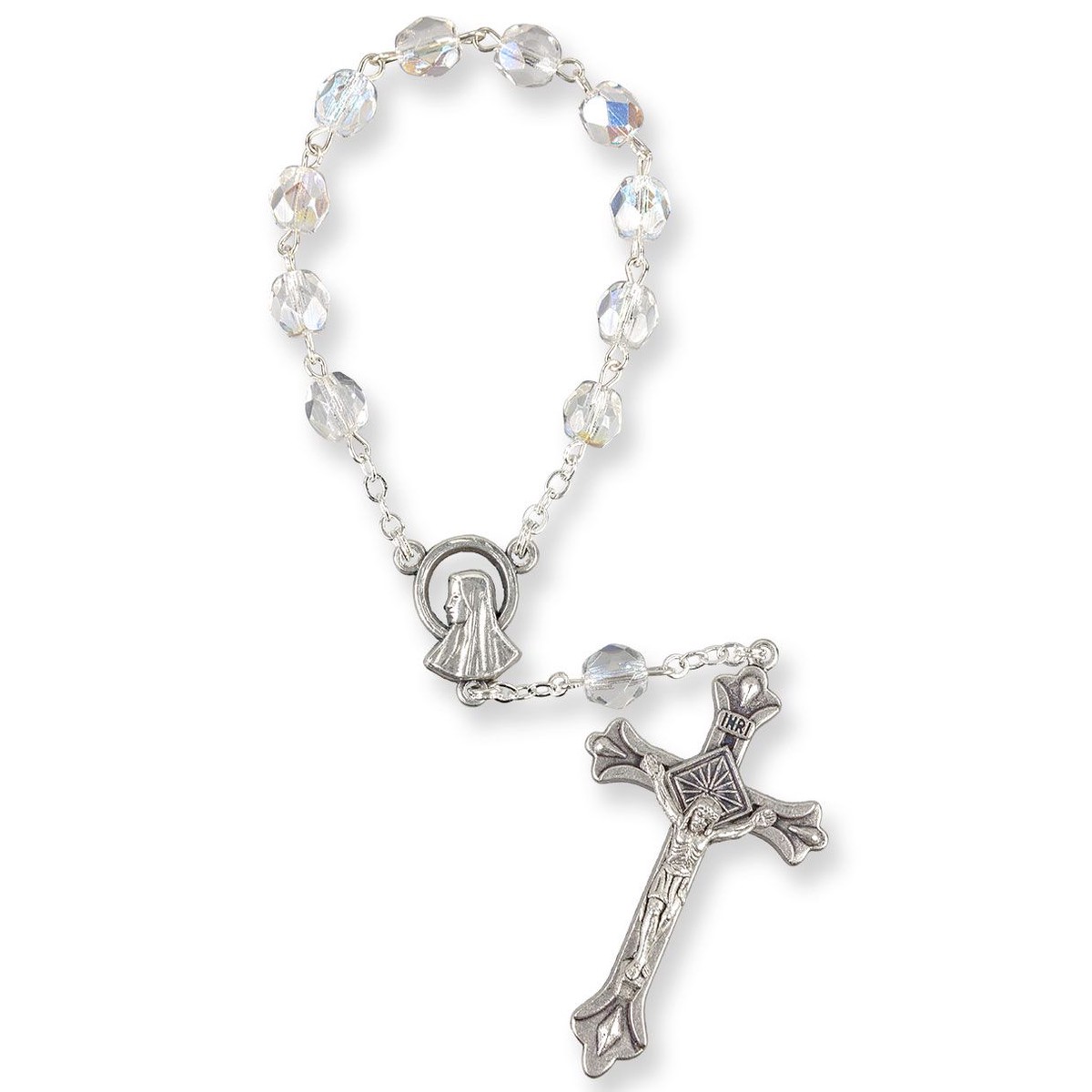 5mm One Decade Aurora Borealis Glass Bead Rosary