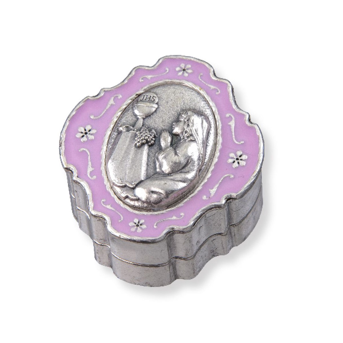 2 Communion Epoxied Metal Keepsake Box with Girl- Box Only
