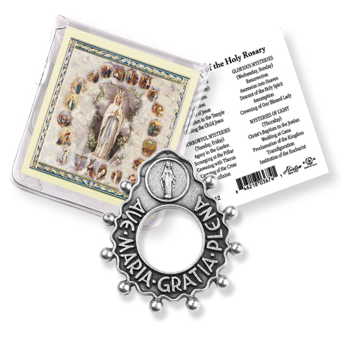 Ave Maria Rosary Ring with Prayer Card