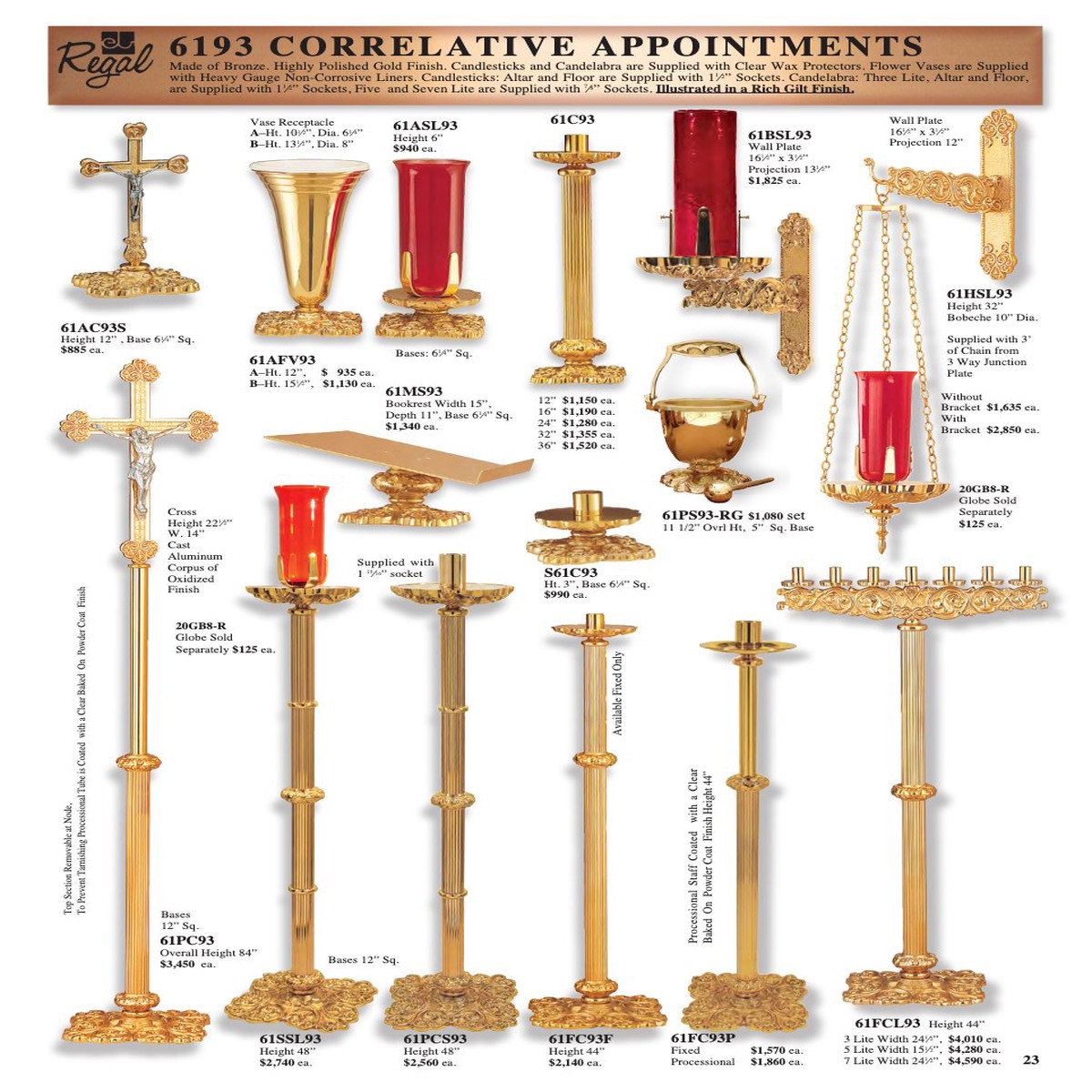6193 Series Paschal Candlestick 61PCS93