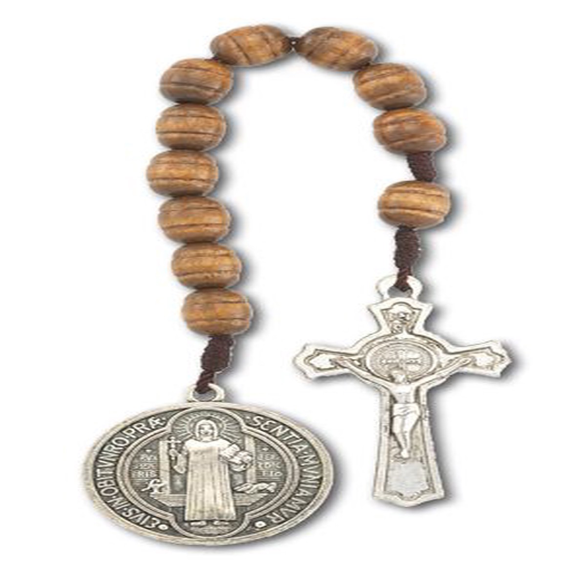 10mm Wood Bead One Decade Saint Benedict Rosary